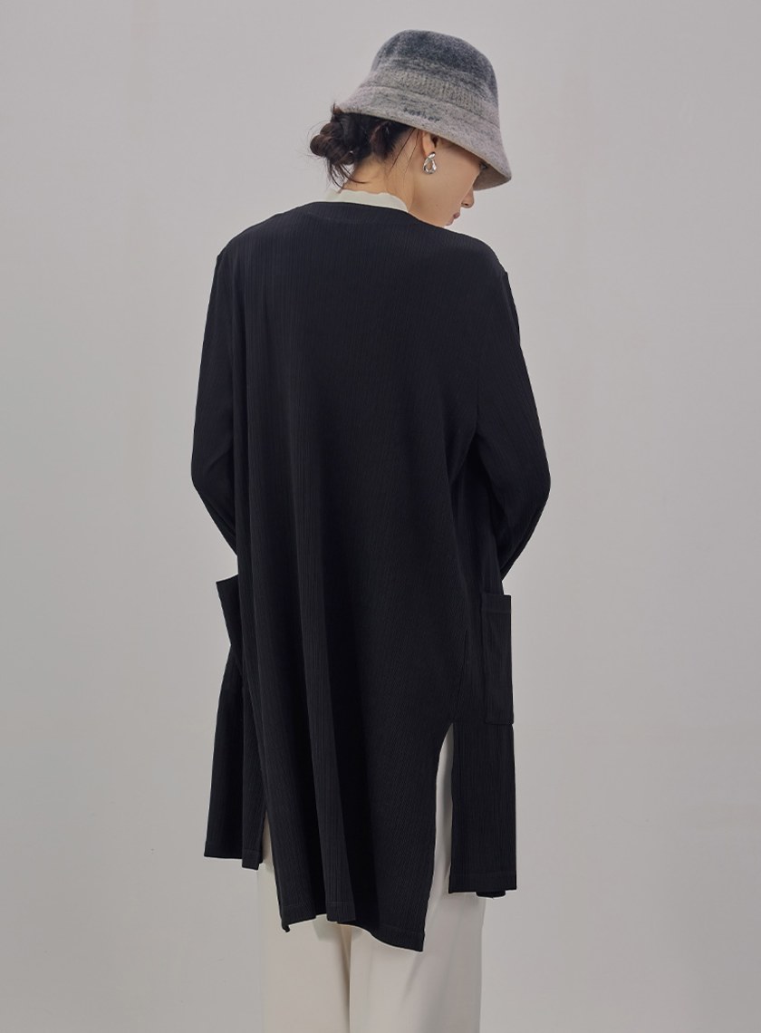 舒適坑條長版外套